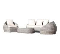 Salon de jardin dcb garden Resine tressee transparent 3 pieces 5 personnes transparent G