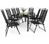Salon de jardin de 9 pièces | groupe de salle à manger de groupe de sièges | 1x table, 8 x chaises | dimensions de table env. H. 76 x W. 189 x D. 90 cm | Ensemble Hochlehner 189S