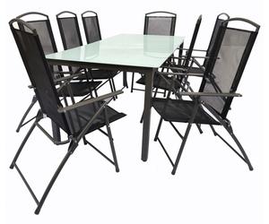 Salon de jardin de 9 pièces | groupe de salle à manger de groupe de sièges | 1x table, 8 x chaises | dimensions de table env. H. 76 x W. 189 x D. 90 cm | Ensemble Hochlehner 189M