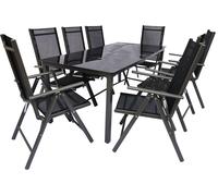 Salon de jardin de 9 pièces | groupe de salle à manger de groupe de sièges | 1xtable, 8x chaises | dimensions de table env. H. 76 x W. 189 x D. 90 cm | Ensemble de jardin – Chaises 189 SW