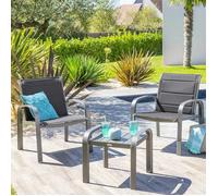 Salon de jardin duo ""Elyn"" anthracite & graphite 2 places en aluminium - Hespéride