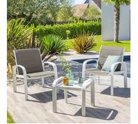 Salon de jardin duo ""Elyn"" noisette & blanc 2 places en aluminium - Hespéride