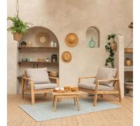 Salon de jardin en acacia 2 places gili - coussins sable