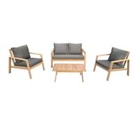 Salon De Jardin En Acacia 4 Places Gili - Coussins Gris Gris