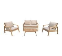 Salon De Jardin En Acacia 4 Places Gili - Coussins Sable Beige