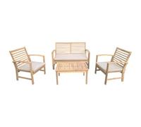 Salon De Jardin En Acacia 4 Places Goa - Coussins Sable Beige