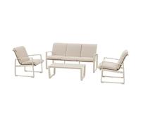 Salon de jardin BOREANE Lin Argile 5 places - Aluminium traité époxy, Texaline, Polyester Hespéride