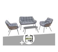 Salon De Jardin En Aluminium Paopao Graphite + Housse - 4 Places Multicolore