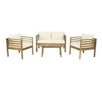 Salon de jardin en bois avec coussins inclus "Beckham" - 4 places - Beige