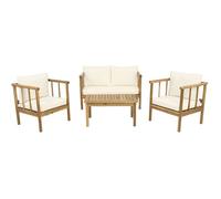 Salon de jardin en bois avec coussins inclus ""Milano"" - 4 places - Beige