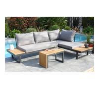 DCB Garden - Salon de jardin Tokyo - 4 places - Aluminium et bois d'acacia - Gris anthracite