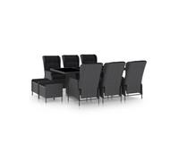 Salon de jardin en.casa Resine tressee 9 personnes 9 pieces