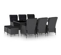 Salon de jardin en.casa Resine tressee 9 personnes 9 pieces Gris G