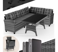 Salon de Jardin en polyrotin Gris 8 Personnes Mobilier de Jardin avec Coussins Meuble Extérieur Mobilier de Terrasse Patio