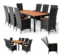 Salon de jardin en polyrotin noir crème Ensemble table et chaises avec coussins Ensemble de jardin 8 personnes