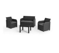 Allibert by Keter Salon de jardin en résine San Remo 4 personnes imitation rotin gris graphite