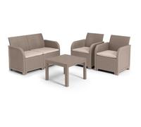 Allibert by Keter – Salon de jardin SanRemo – 4 personnes, résine tressée, cappuccino