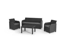 Salon de jardin - en résine imitation rotin tressé - Allibert by KETER - 5 personnes - SanRemo - Gris graphite