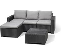 Salon de jardin en résine imitation rotin tressé - Gris graphite - Avec pouf et table basse - KETER - 4 personnes - CALIFORNIA