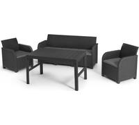 Salon de jardin en résine tressée, Allibert by KETER SanRemo, 5 places, Gris graphite, Avec coussins