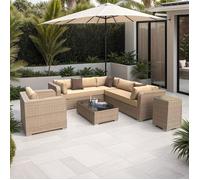 Salon de jardin en résine tressée beige 8 places VENISE