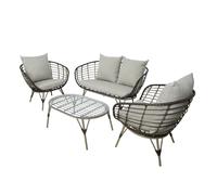 Salon de jardin en résine tressée brun evora avec table basse - 4 places