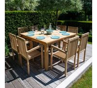 Salon de jardin en teck JAVA - table carrée - 8 places
