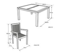 Salon de jardin en teck JAVA - table carrée - 8 places