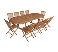 Happy Garden – Salon de jardin SETTEC12 LOMBOK – Teck, table ovale extensible, 10 places