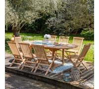 Happy Garden – Salon de jardin en teck Lombok – Table ovale extensible 8 places – SETTEC04