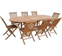 Happy Garden – Salon de jardin en teck Lombok – Table ovale extensible 8 places – SETTEC04
