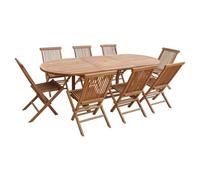 Salon De Jardin En Teck Lombok - Table Ovale Extensible - 8 Places Marron