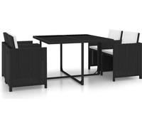 Salon de jardin encastrable 5 pcs et coussins Rotin Noir