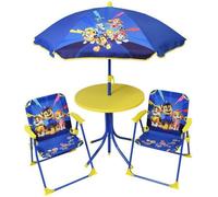 Salon de jardin enfant Fun House Pat'Patrouille 4 pièces, 1 table 46 x Ø46 cm, 2 chaises pliantes, 1 parasol H.125 x Ø100 cm