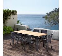 Salon de jardin Ensemble Bali T 8 / 12 + F 8 Teck Noir Wilsa Garden