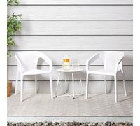 Salon de jardin Ensemble table et 2 chaises de jardin blanc Meubles de détente extérieur Mobilier de jardin