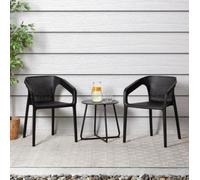 Salon de jardin Ensemble table et 2 chaises de jardin noir Meubles de détente extérieur Mobilier de jardin