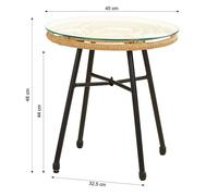 Salon de jardin Ensemble table et 2 fauteuils de jardin rotin naturelle Meubles de détente extérieur Mobilier de jardin