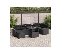 Salon de jardin extensible GENERIQUE - Lot de 8 pièces - 7 personnes - Résine tressée - Noir