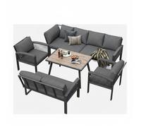 Salon de jardin extérieur - O.Ye - Set Lounge 8 pers - Corde résistante - Fer galvanisé - Table effet bois Gr VAPORISATEUR DE SALON