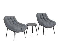 Outsunny Salon de Jardin extérieur en résine tressée 2 personnes ensemble de meubles de jardin coussins de 15 cm d'épaisseur cadres en acier pour balcon terrasse patio, gris