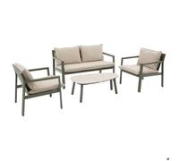 Hespéride – Salon de jardin FLOVIA Vert laurier, aluminium traité époxy, Texaline – 4 places