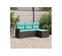 Salon de jardin GENERIQUE 4 pieces noir rotin 62 x 62 x 69 cm
