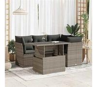 vidaXL Ensemble de salon de jardin 5 pièces avec coussins Gris poly rotin