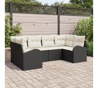 vidaXL Ensemble de canapé de jardin 6 pièces en poly rotin noir avec coussins