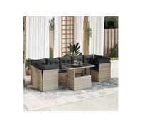 vidaXL Ensemble de jardin canapé 8 pièces en poly rotin avec coussins gris clair