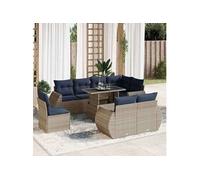 Salon de jardin GENERIQUE 9 pieces resine tressee 100 x 55 x 73 cm