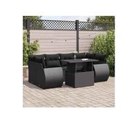 Salon de jardin GENERIQUE noir 6 personnes 7 pieces 62 x 71 x 69 cm resine tressee
