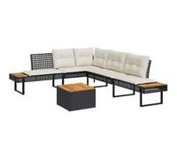 vidaXL Ensemble de salon de jardin 2 pièces avec coussins noir poly rotin