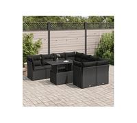 Salon de jardin GENERIQUE resine tressee 8 personnes noir 100 x 55 x 73 cm 9 pieces